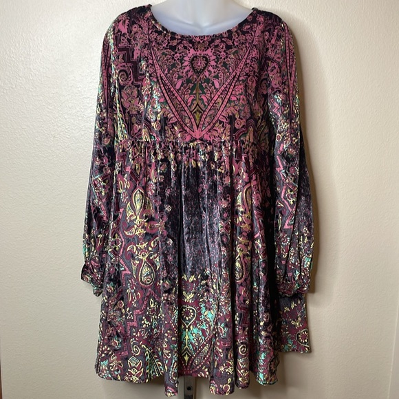 Free People Velvet Mini Dress Mirror Mirror Velvet Tunic NWT size medium - Picture 2 of 9